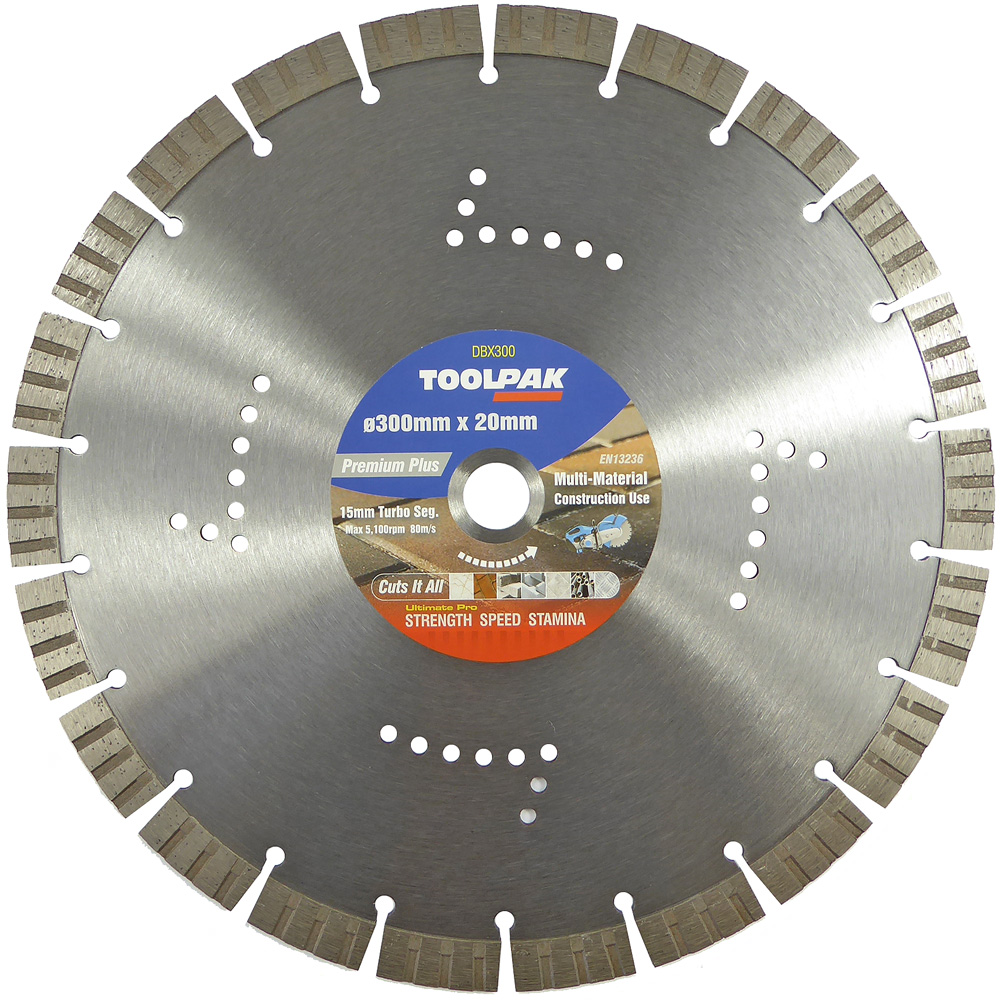 300mm x 20mm Multi-Material Diamond Blade 15mm Turbo Segment